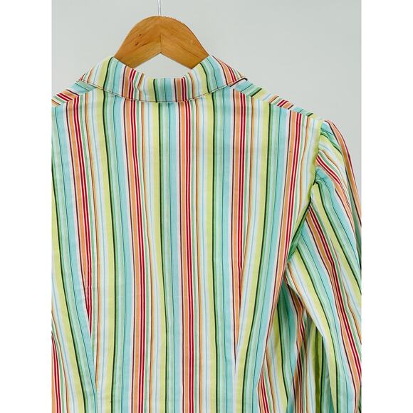 Women's Striped Button-Down Shirt - Medium long sleeve BoHo 70’s Style - Picture 6 of 8
